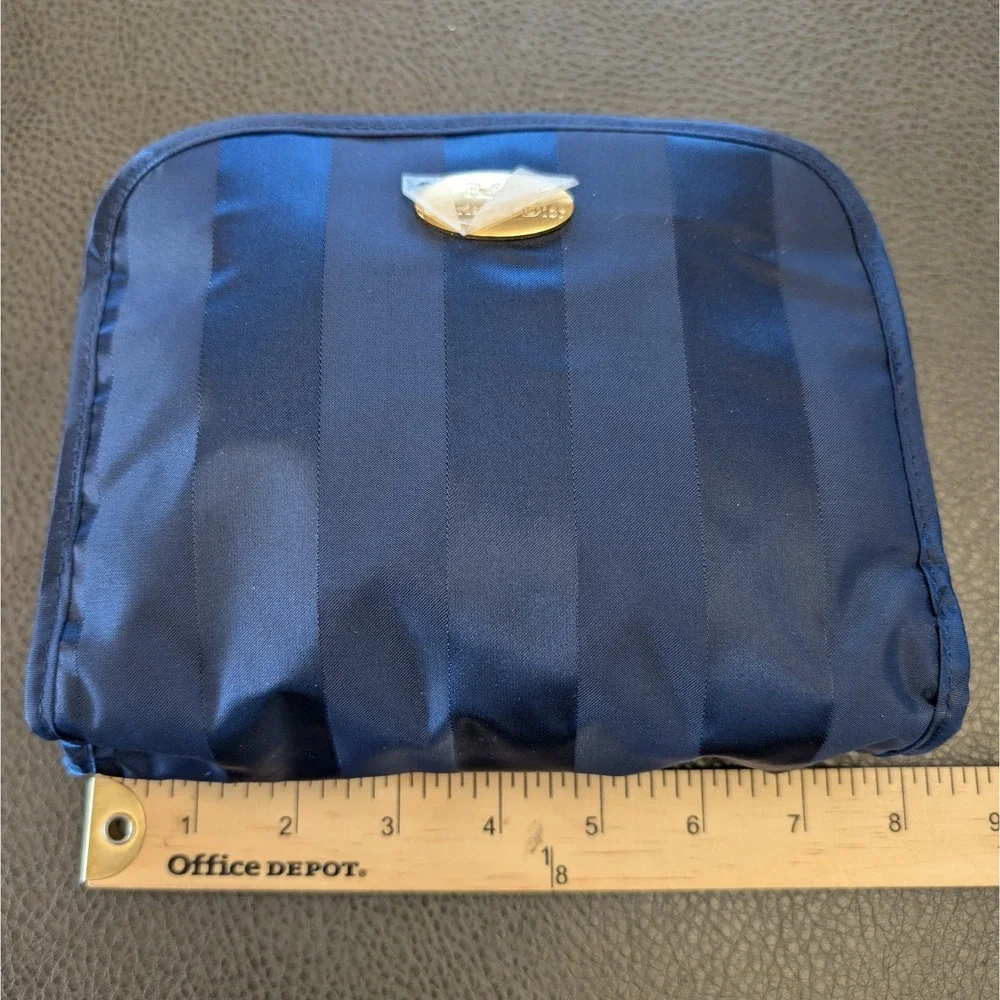 CHRISTIAN DIOR Parfums Striped Navy Blue Cosmetic Travel Bag Set Makeup Pouch